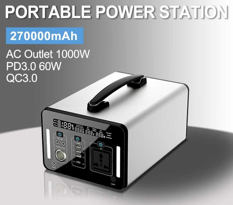 1000w 110v Rechargeable Portable Backup Station for Home